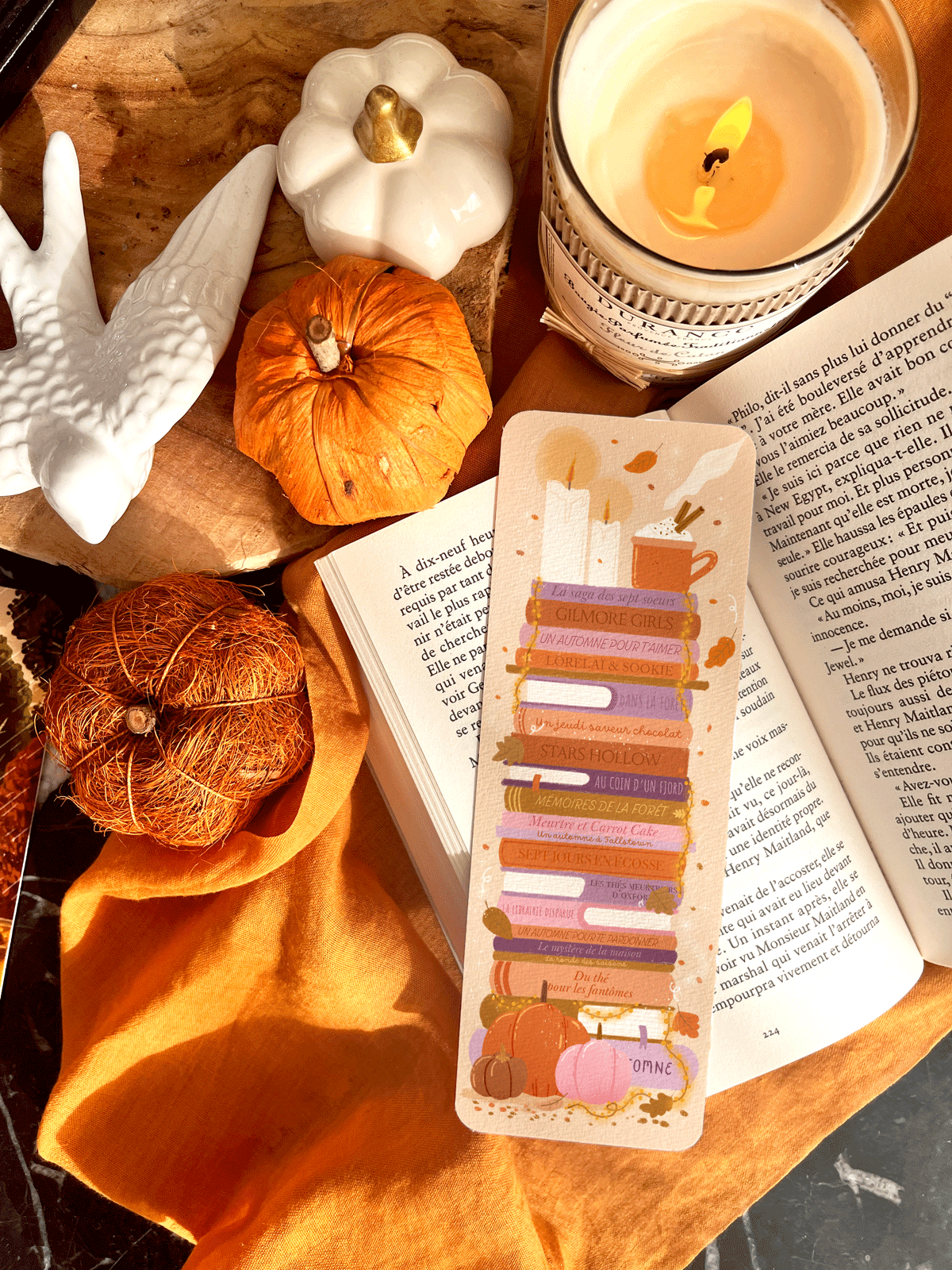 Marque-page "Pile à lire d'automne"
