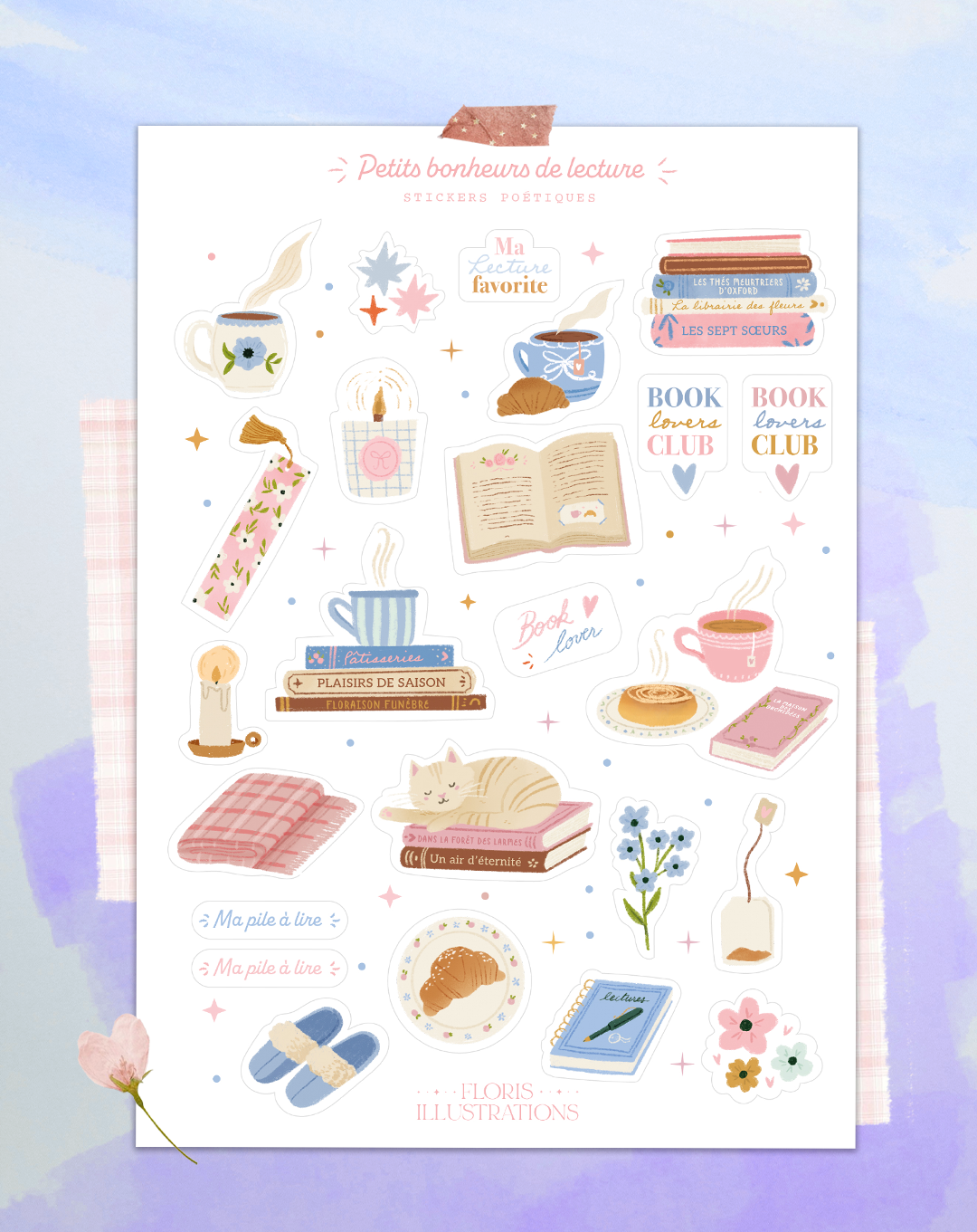 Feuille de stickers - Bonheurs de lecture
