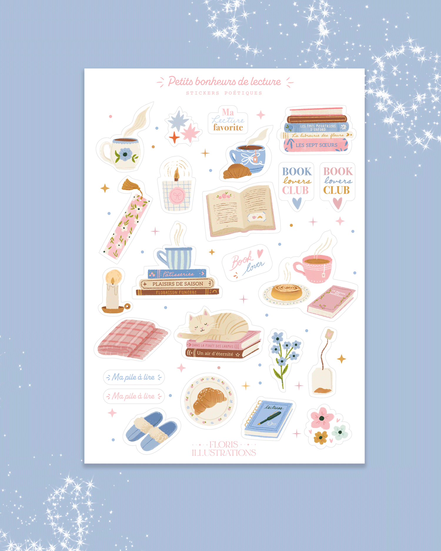 Feuille de stickers - Bonheurs de lecture