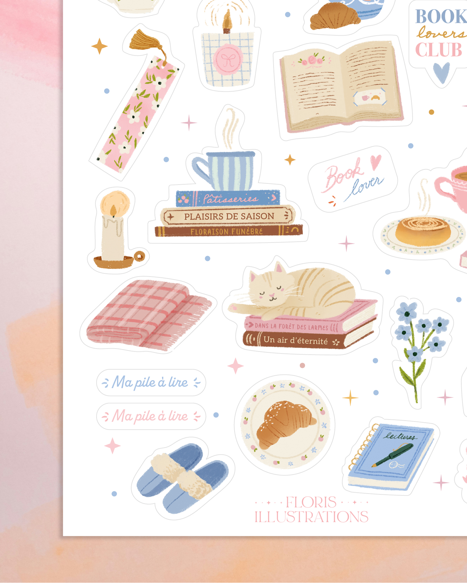 Feuille de stickers - Bonheurs de lecture