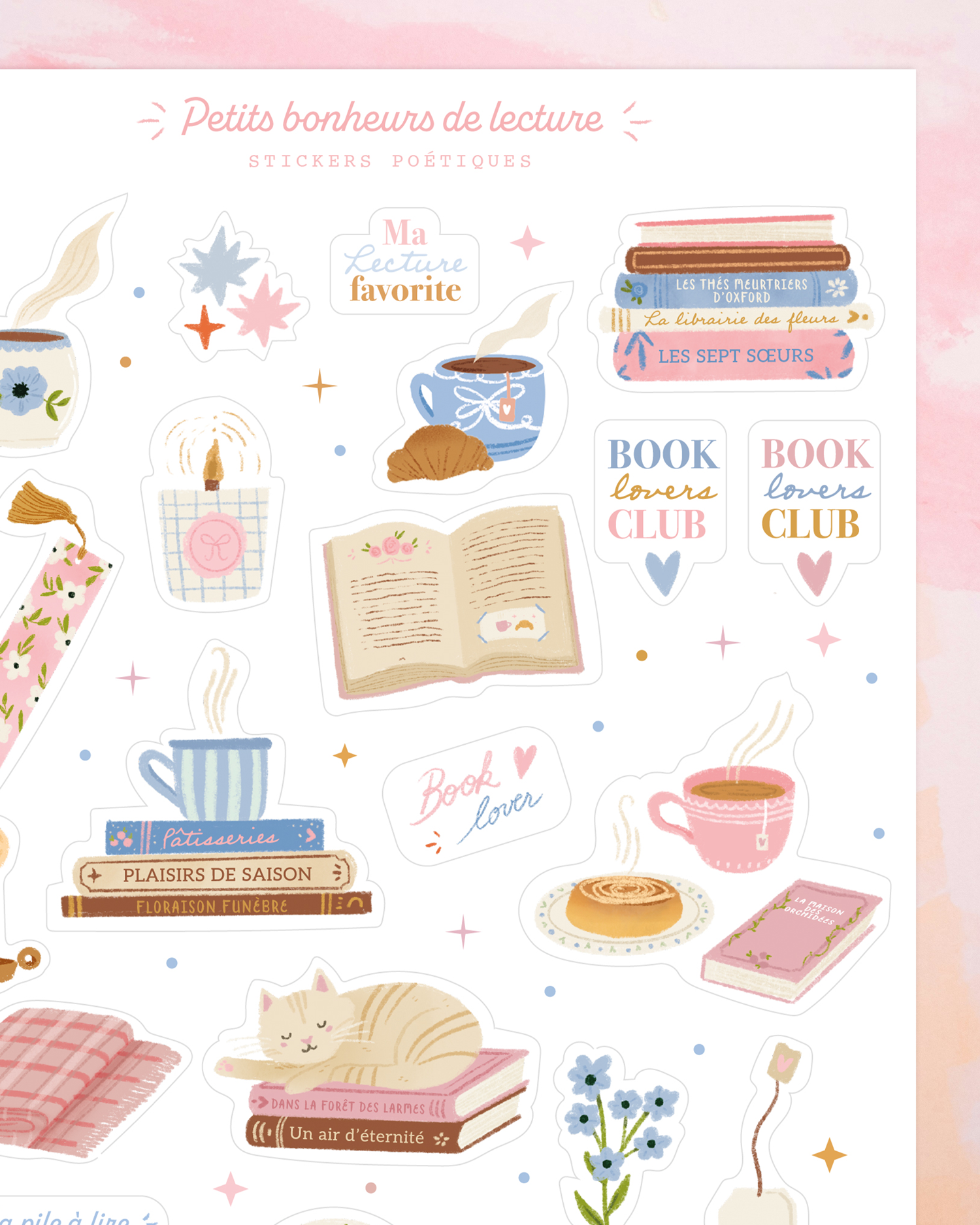 Feuille de stickers - Bonheurs de lecture
