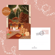 Carte postale "Journée cosy sous la pluie"
